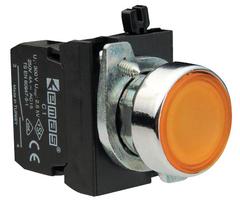 Кнопка нажимная круглая желтая CM102DS (1НО+1НЗ)