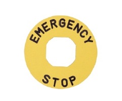 Табличка для аварийной кнопки алюминиевая d=60мм  "ENERGENCY STOP"