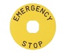 Табличка для аварийной кнопки пластиковая d=90мм "ENERGENCY STOP"